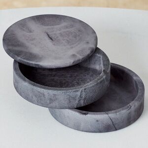 William Sonoma Alabaster Grey Swivel Box